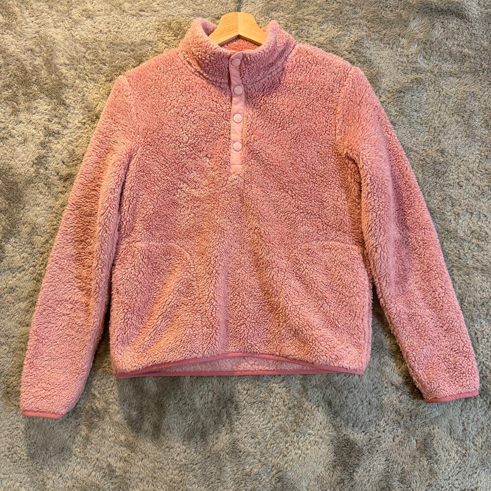 Crewcuts Pink Plush Fleece Sherpa Jacket Pullover Quarter Snap XL 12 14